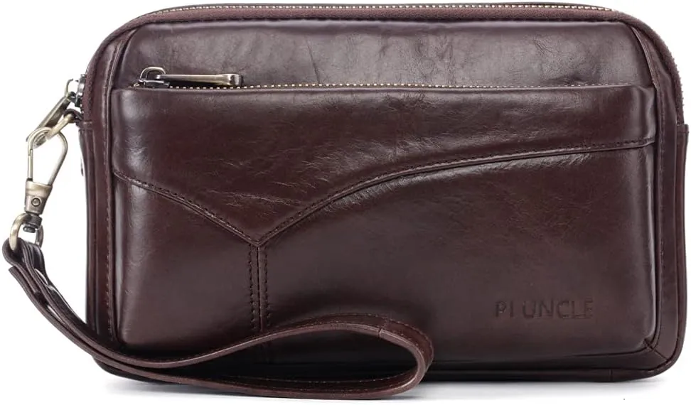 KPYWZER Leather Clutch Purse Wallet Men Wrist Bag