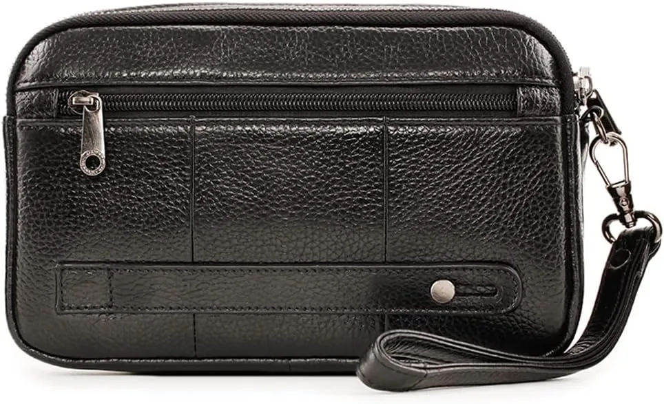 KPYWZER Leather Clutch Purse Wallet Men Wrist Bag