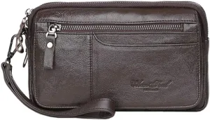 KPYWZER Leather Clutch Purse Wallet Men Wrist Bag