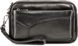KPYWZER Leather Clutch Purse Wallet Men Wrist Bag