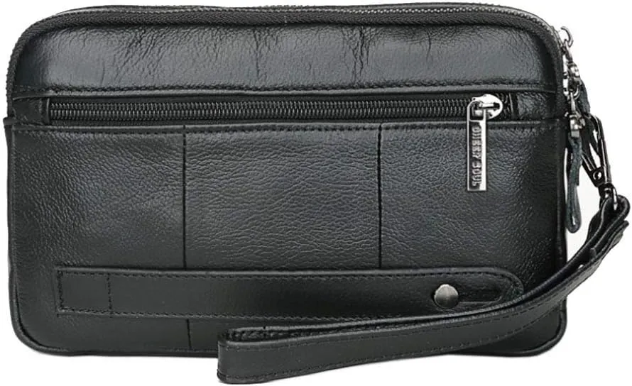 KPYWZER Leather Clutch Purse Wallet Men Wrist Bag