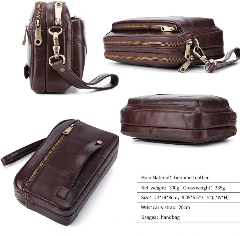 KPYWZER Leather Clutch Purse Wallet Men Wrist Bag
