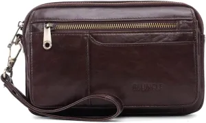 KPYWZER Leather Clutch Purse Wallet Men Wrist Bag