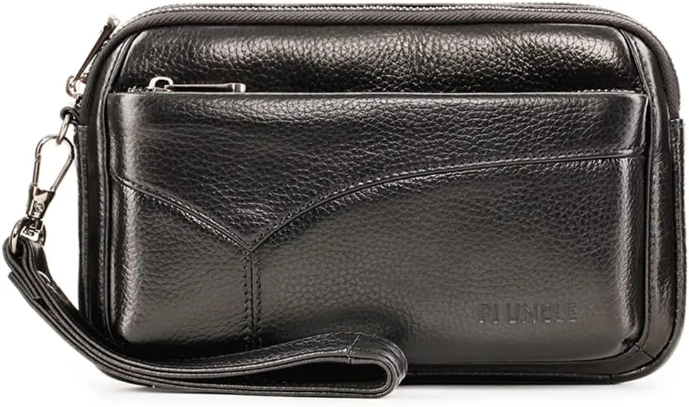 KPYWZER Leather Clutch Purse Wallet Men Wrist Bag