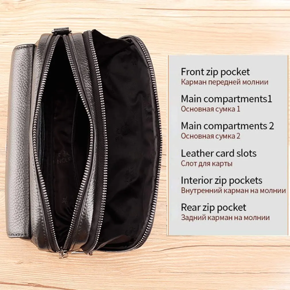 KPYWZER Leather Clutch Purse Wallet Men Wrist Bag