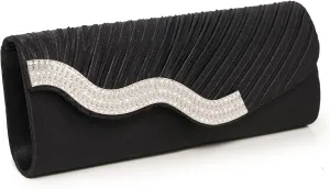 Kseymeir Evening Clutch Purses for Women Evening Bag Pleated Satin Handbags Chain Bag