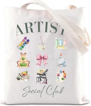 KUIYAI Artist Tote Bag Painter Painting Lover Gift Art Teacher Gift Artist Social Club Bag Brush Paint Bow Aesthetics Gift