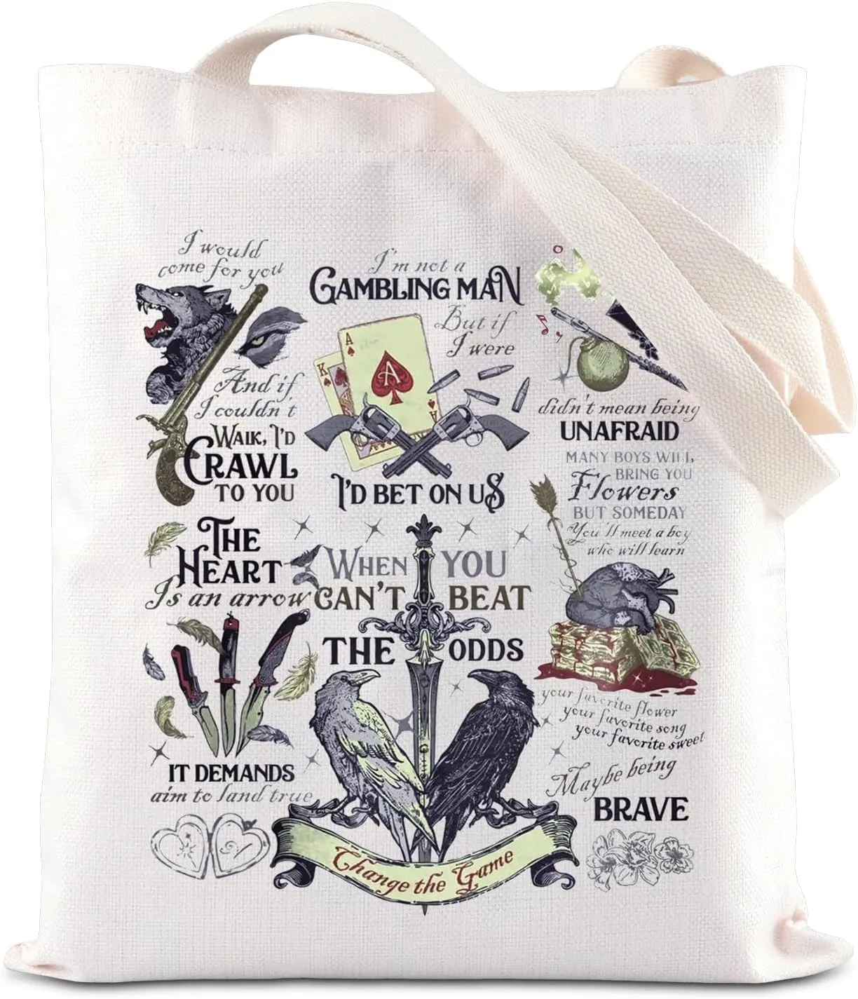 KUIYAI Fantasy Crows Novel Merchandise Tote Bag Ketterdam Crow Club Shoulder Bag NMNF Gift Shadow And Bone Gift For Bookish