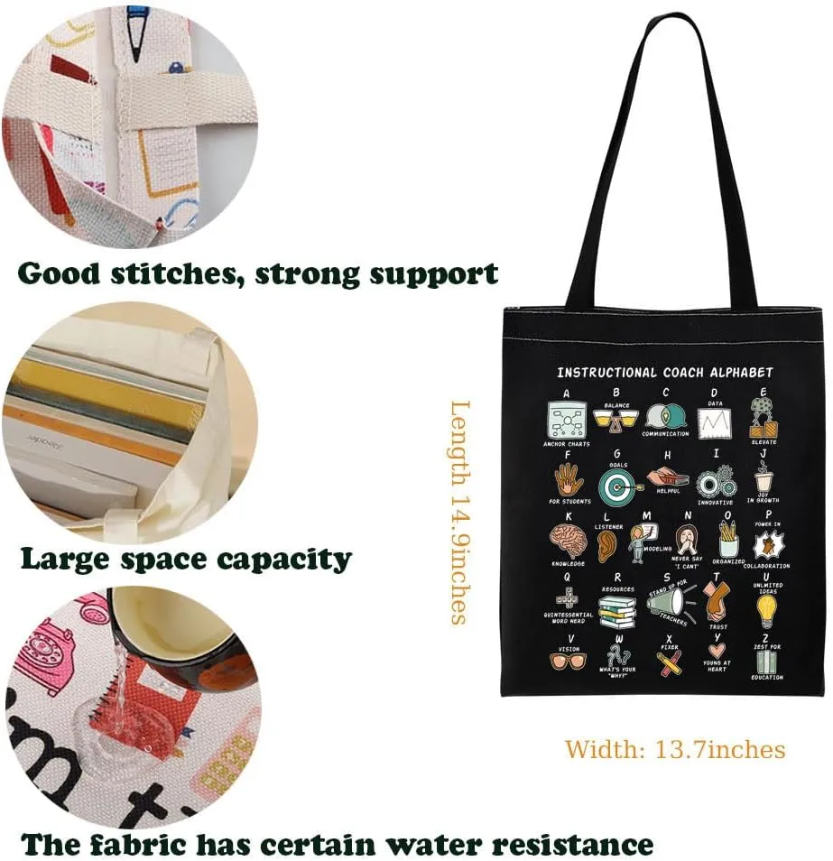 KUIYAI Instruction Coach Appreciation Tote Bag Educational Coach Bag Instruction Assistant Gift Instructional Teacher Gift
