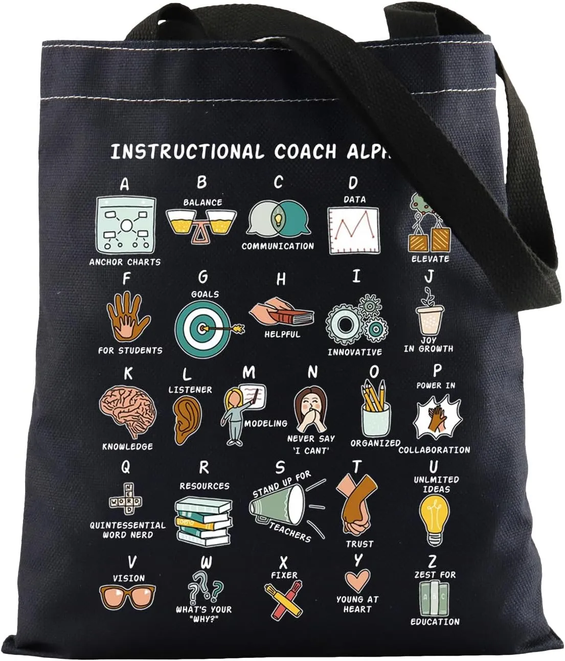 KUIYAI Instruction Coach Appreciation Tote Bag Educational Coach Bag Instruction Assistant Gift Instructional Teacher Gift