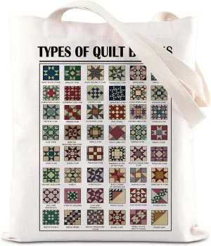 KUIYAI Quilting Blocks Tote Bag Quilting Knowledge Bag Quilt Retreat Gift Sewing Crafting Gift Sewing Life Gift For Quilter