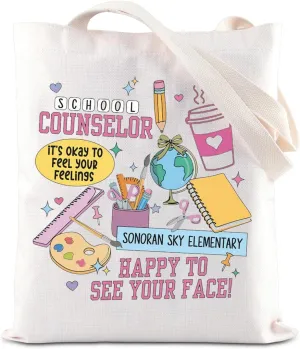 KUIYAI School Counselor Tote Bag Counselor Appreciation Gift Coffee Counselor Shopping Bag End of Year Teacher Gift