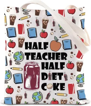 KUIYAI Teacher Appreciation Tote Bag Soft Drink Lovers Bag Teacher Day Gift Half Teacher Gift Teacher Life Gift Soda Can Gift