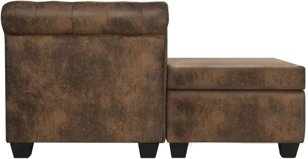L-Shaped Chesterfield Sofa Couch sectional,Convertible sectional Sofa,Couch,Sofa,couches for Living Room,futon Couch,couches,futon,Artificial Leather Brown