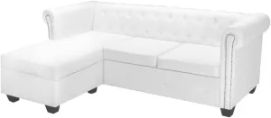 L-Shaped Chesterfield Sofa Couch sectional,Convertible sectional Sofa,Couch,Sofa,couches for Living Room,futon Couch,couches,futon,Artificial Leather White