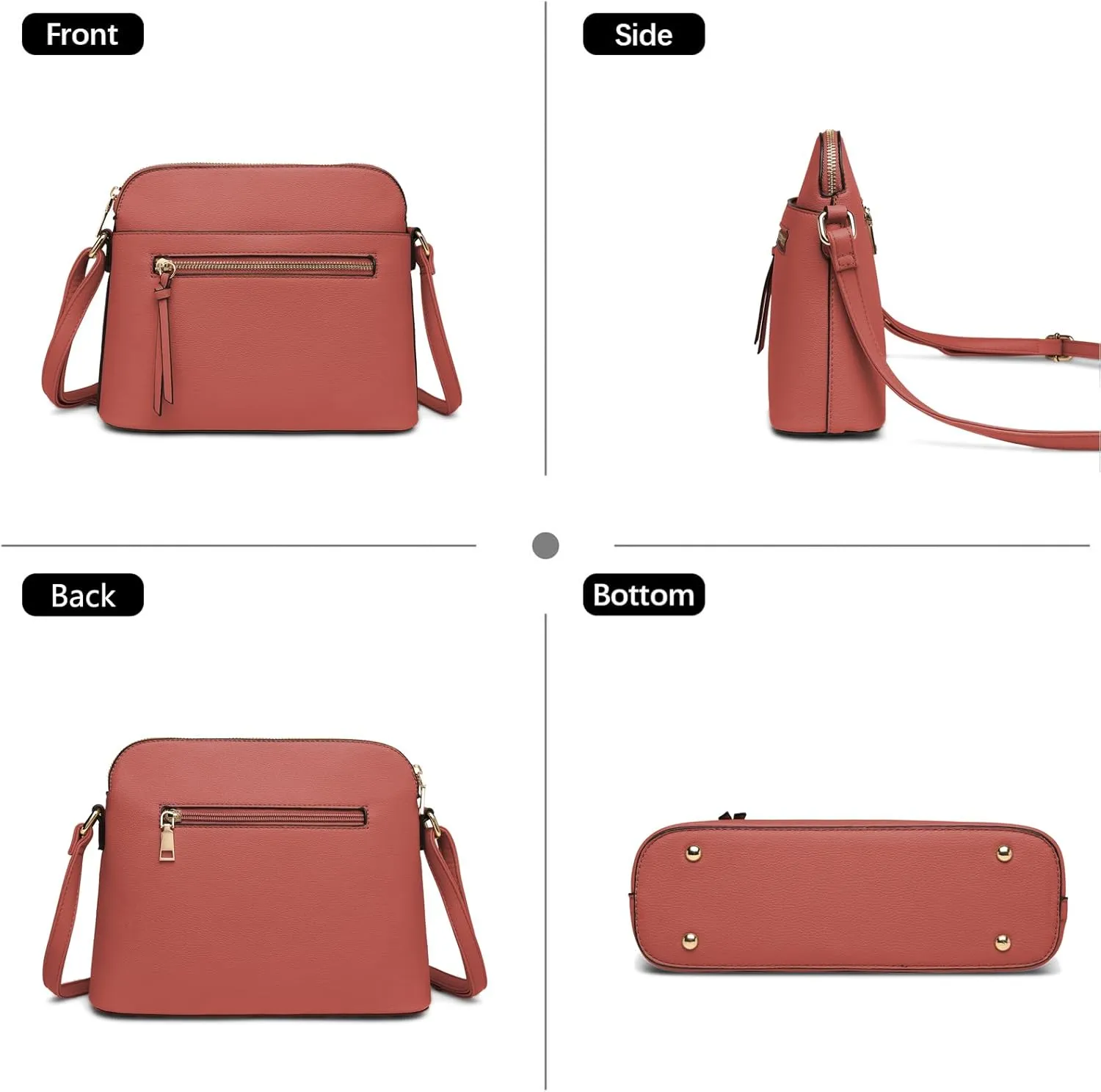 LA TERRE Small Crossbody Bag, Dome Shoulder Bag with Zipper Pocket Adjustable Strap