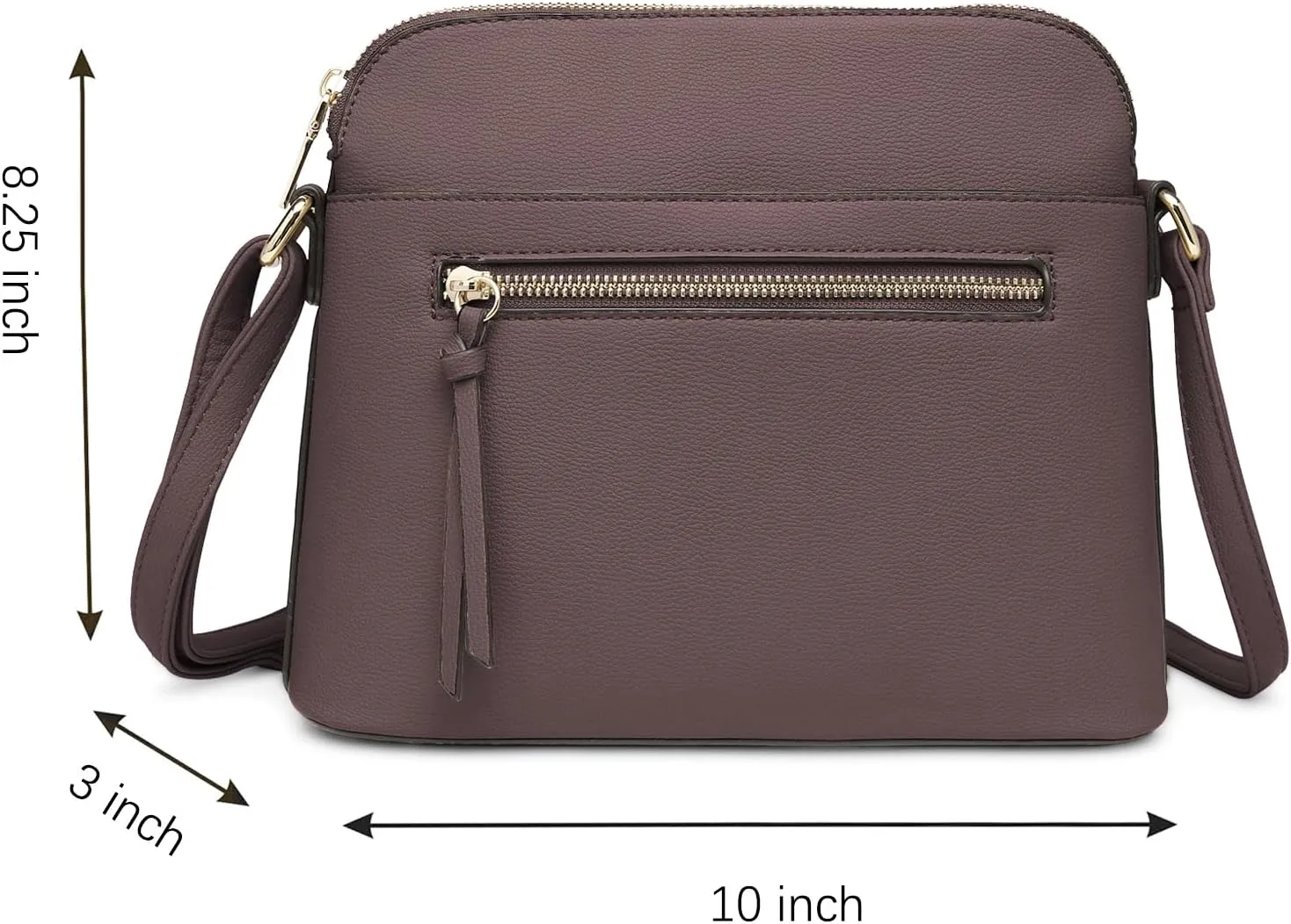 LA TERRE Small Crossbody Bag, Dome Shoulder Bag with Zipper Pocket Adjustable Strap