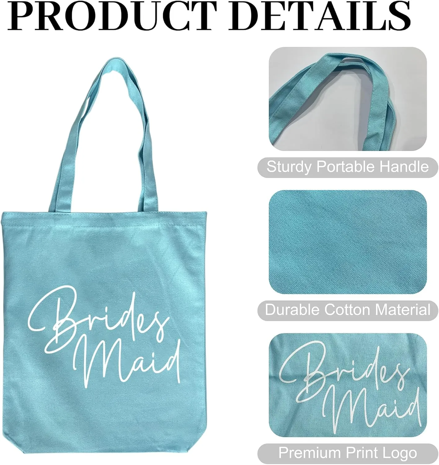 LADY & HOME 10pcs Bachelorette Party Bride Team Bridesmaid Cotton Tote Bags for Wedding Gifts