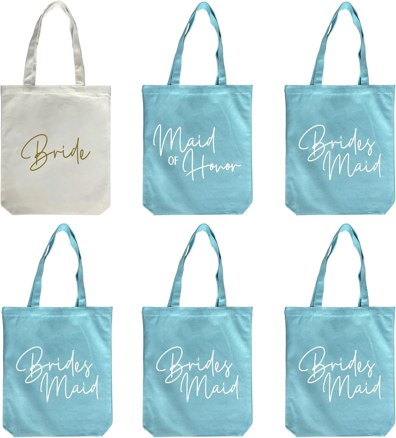 LADY & HOME 10pcs Bachelorette Party Bride Team Bridesmaid Cotton Tote Bags for Wedding Gifts