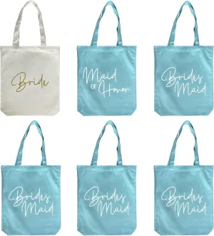 LADY & HOME 10pcs Bachelorette Party Bride Team Bridesmaid Cotton Tote Bags for Wedding Gifts