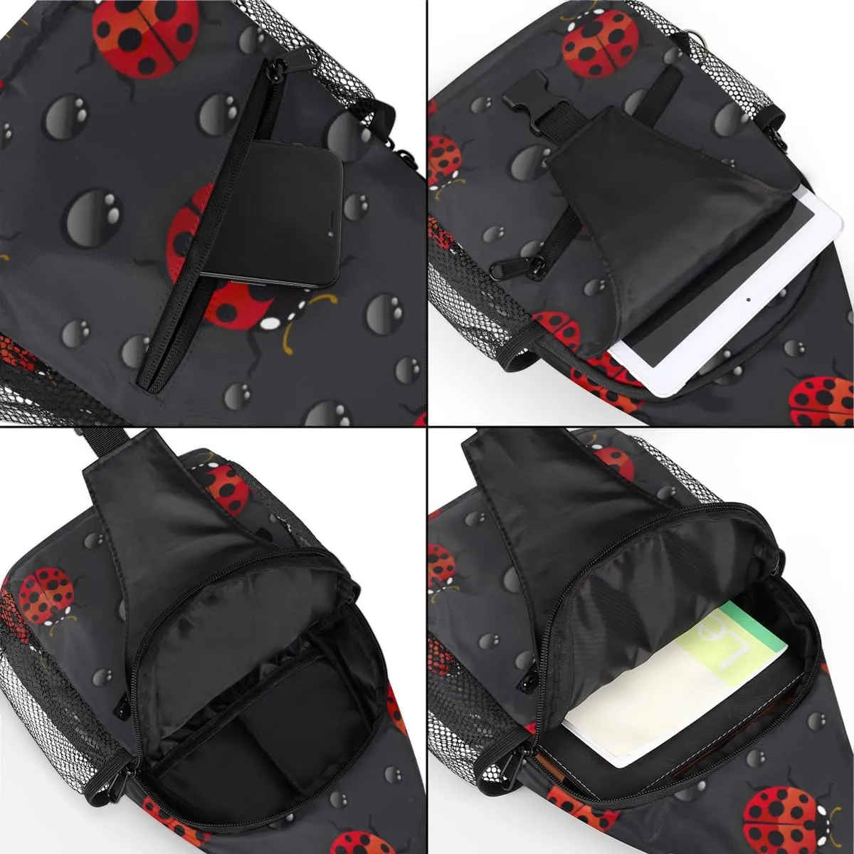 Ladybugs Sling Bag for Women Men Crossbody Sling Backpack Shoulder Bag Chest Bag Daypack for Travel Hiking Outdoor