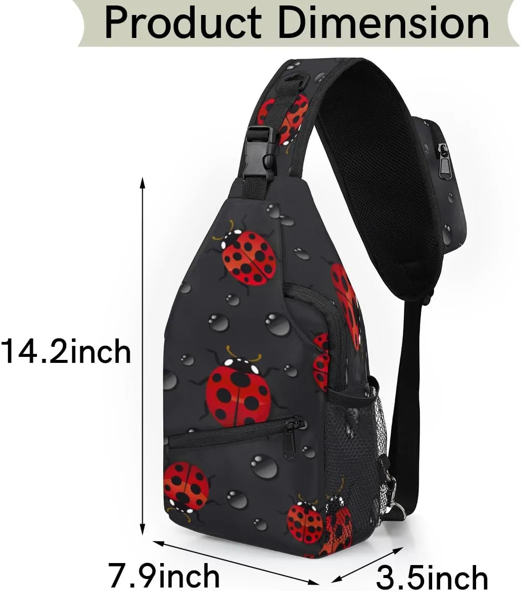 Ladybugs Sling Bag for Women Men Crossbody Sling Backpack Shoulder Bag Chest Bag Daypack for Travel Hiking Outdoor