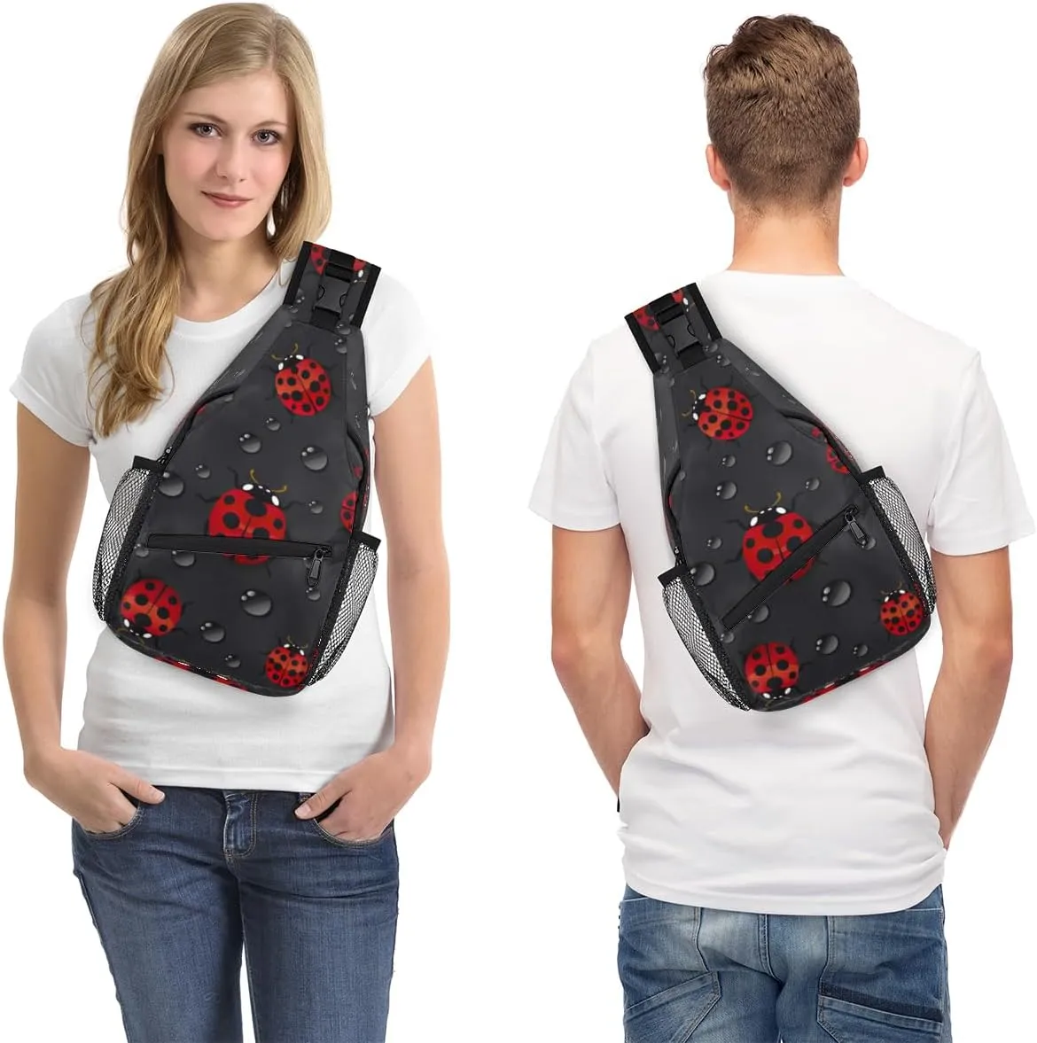 Ladybugs Sling Bag for Women Men Crossbody Sling Backpack Shoulder Bag Chest Bag Daypack for Travel Hiking Outdoor