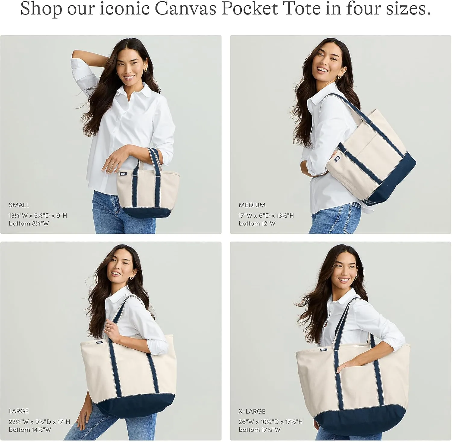Lands' End Zip Top Canvas Tote Bag