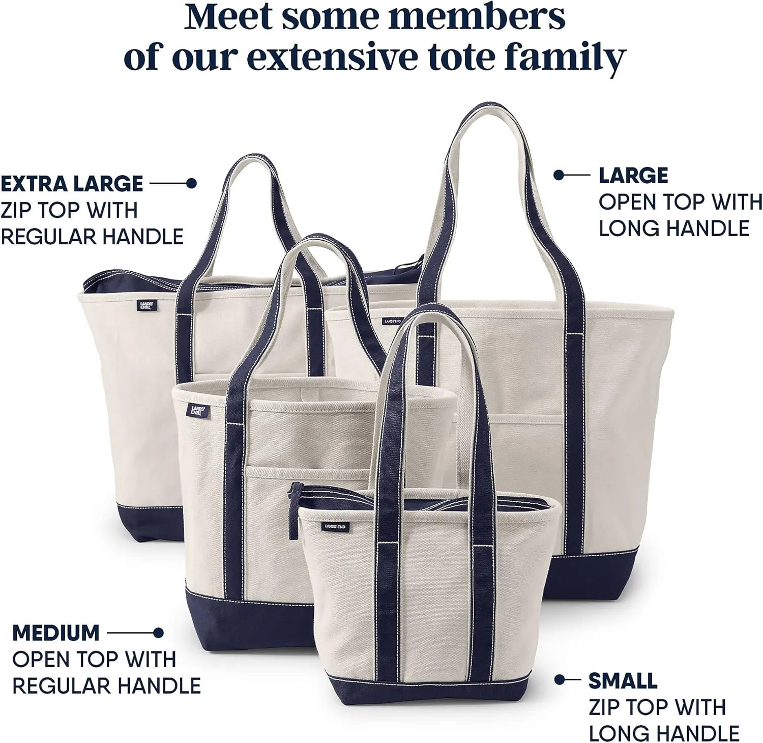 Lands' End Zip Top Canvas Tote Bag