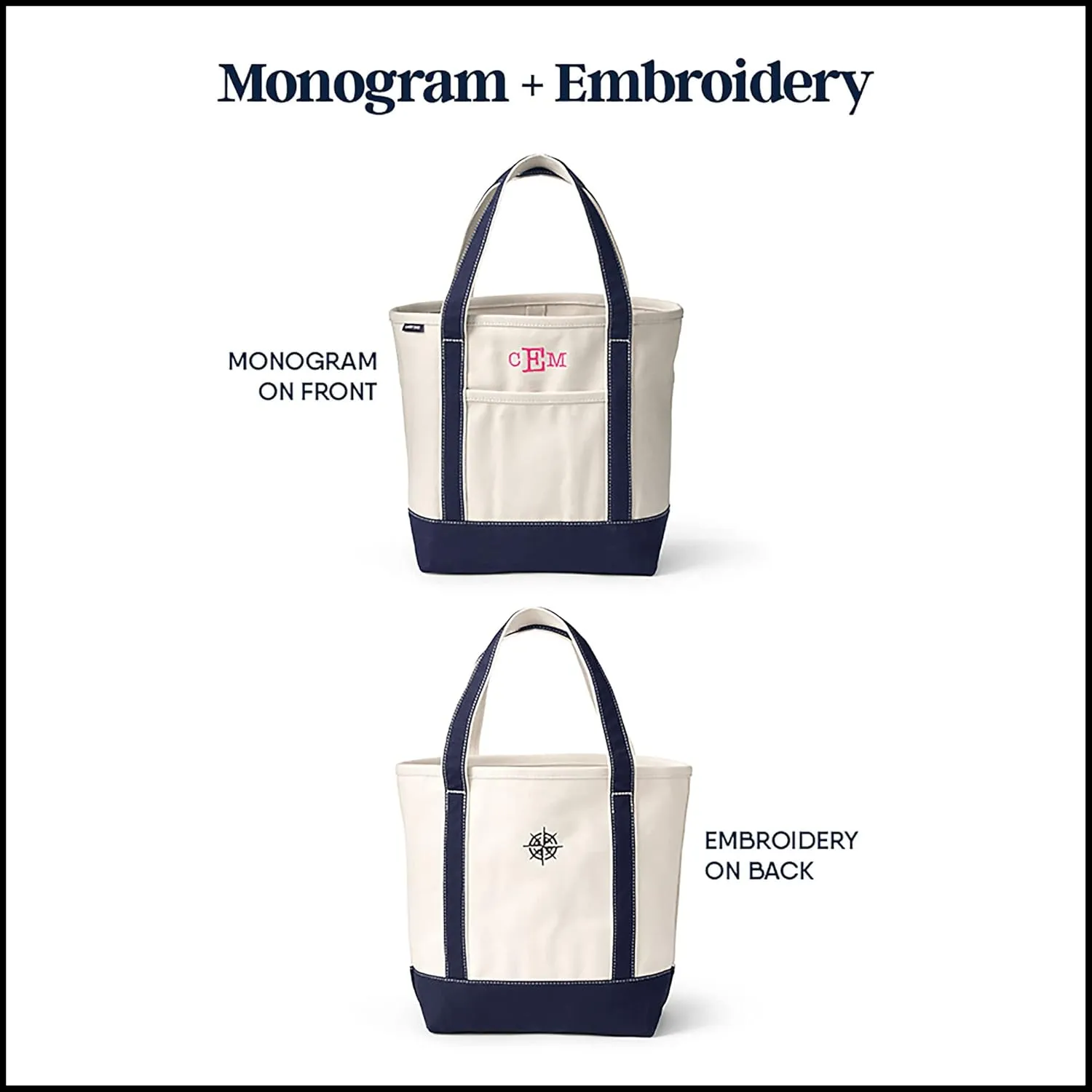Lands' End Zip Top Canvas Tote Bag