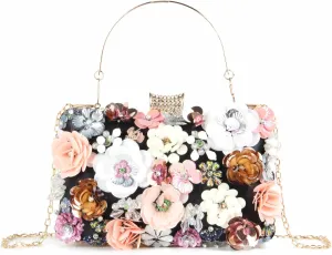 Lanpet Women Clutches Flower Evening Handbag Chain Strap Shoulder Bag