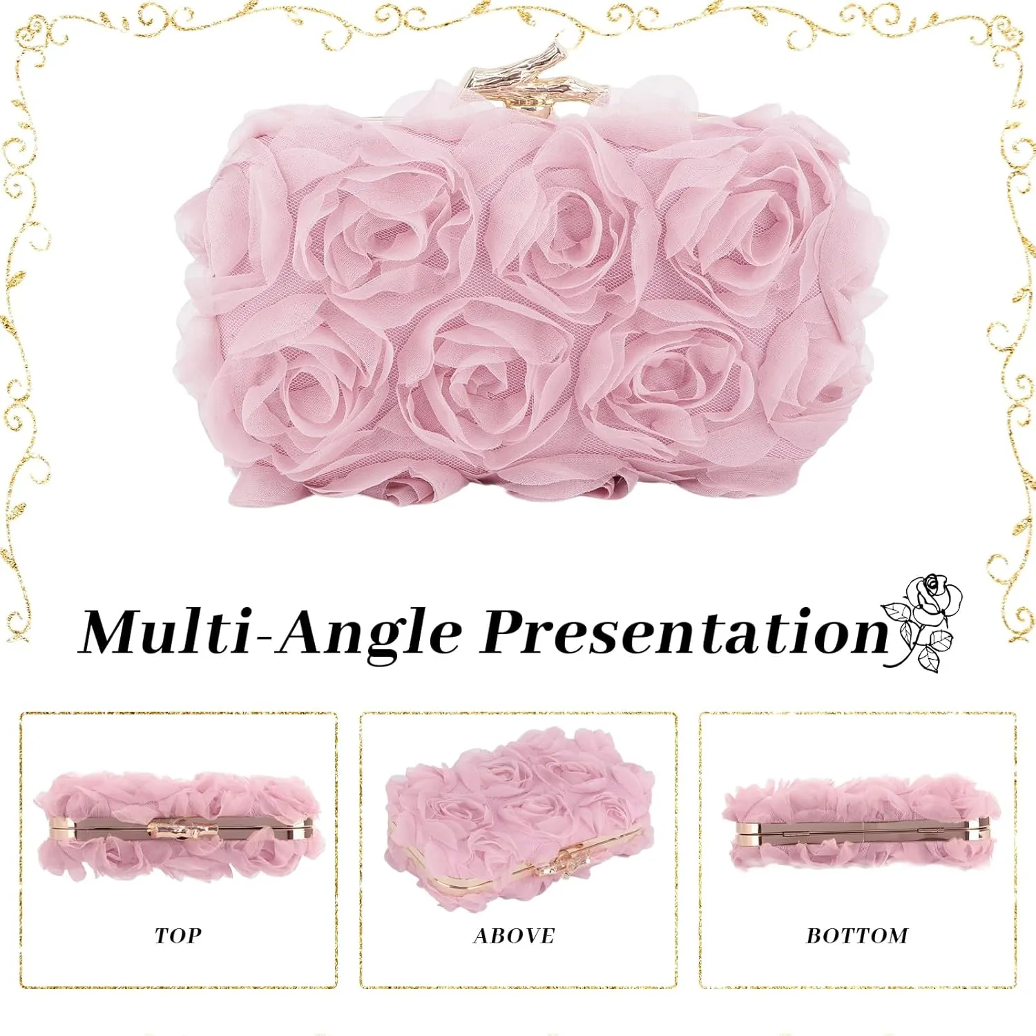 Lanpet Women Clutches Purse Lace Formal Flower Evening Handbag Chain Strap Shoulder Bag