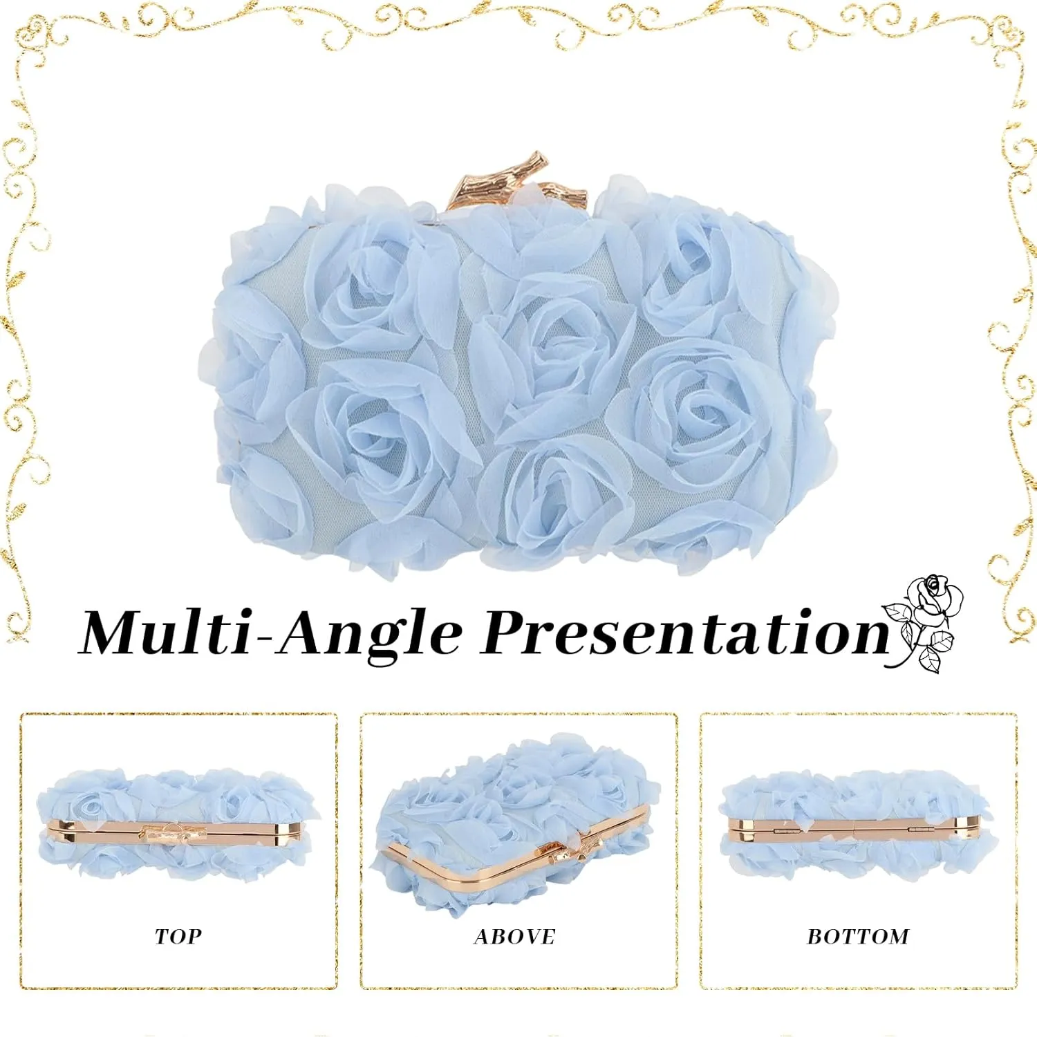 Lanpet Women Clutches Purse Lace Formal Flower Evening Handbag Chain Strap Shoulder Bag
