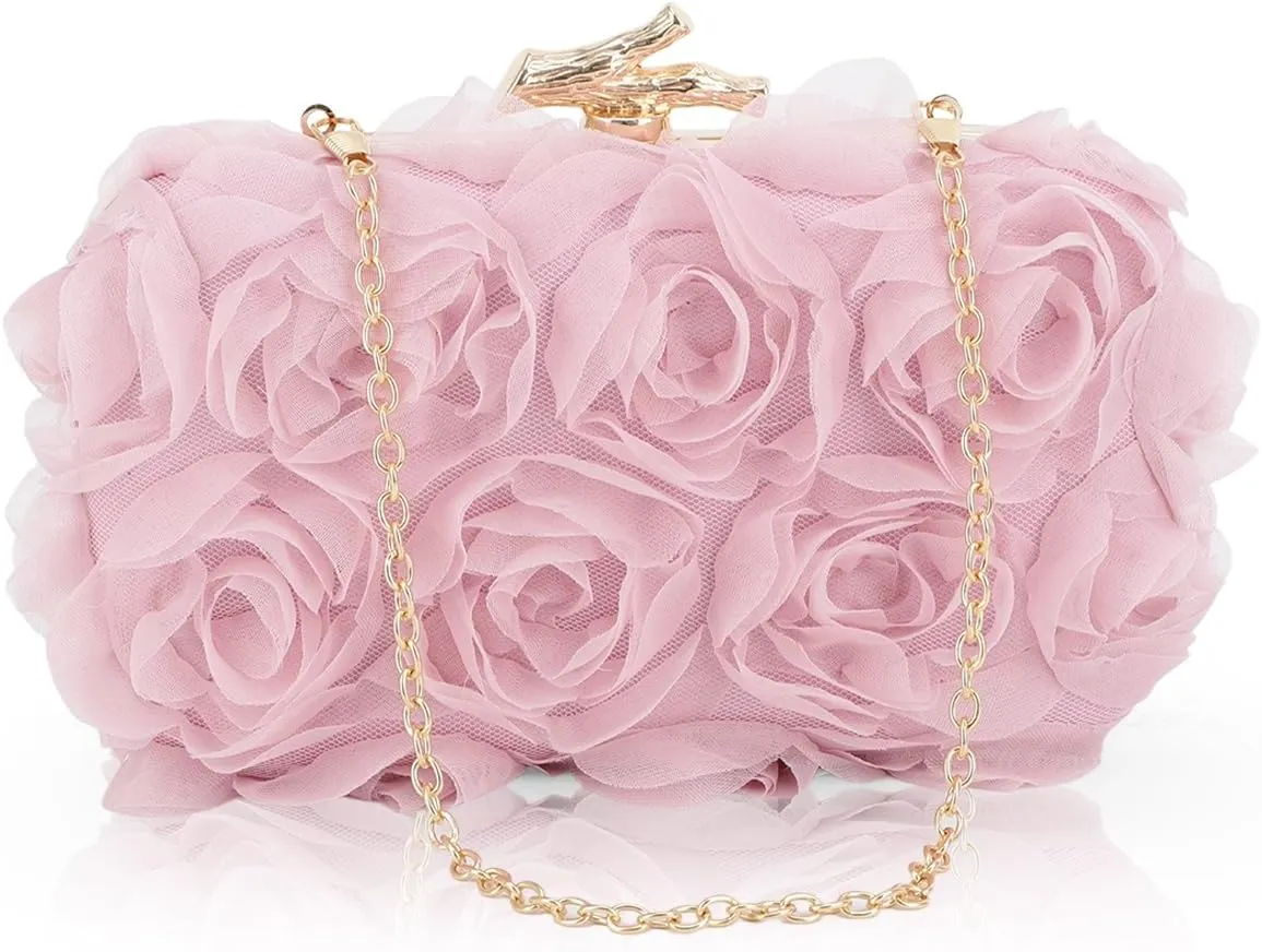 Lanpet Women Clutches Purse Lace Formal Flower Evening Handbag Chain Strap Shoulder Bag