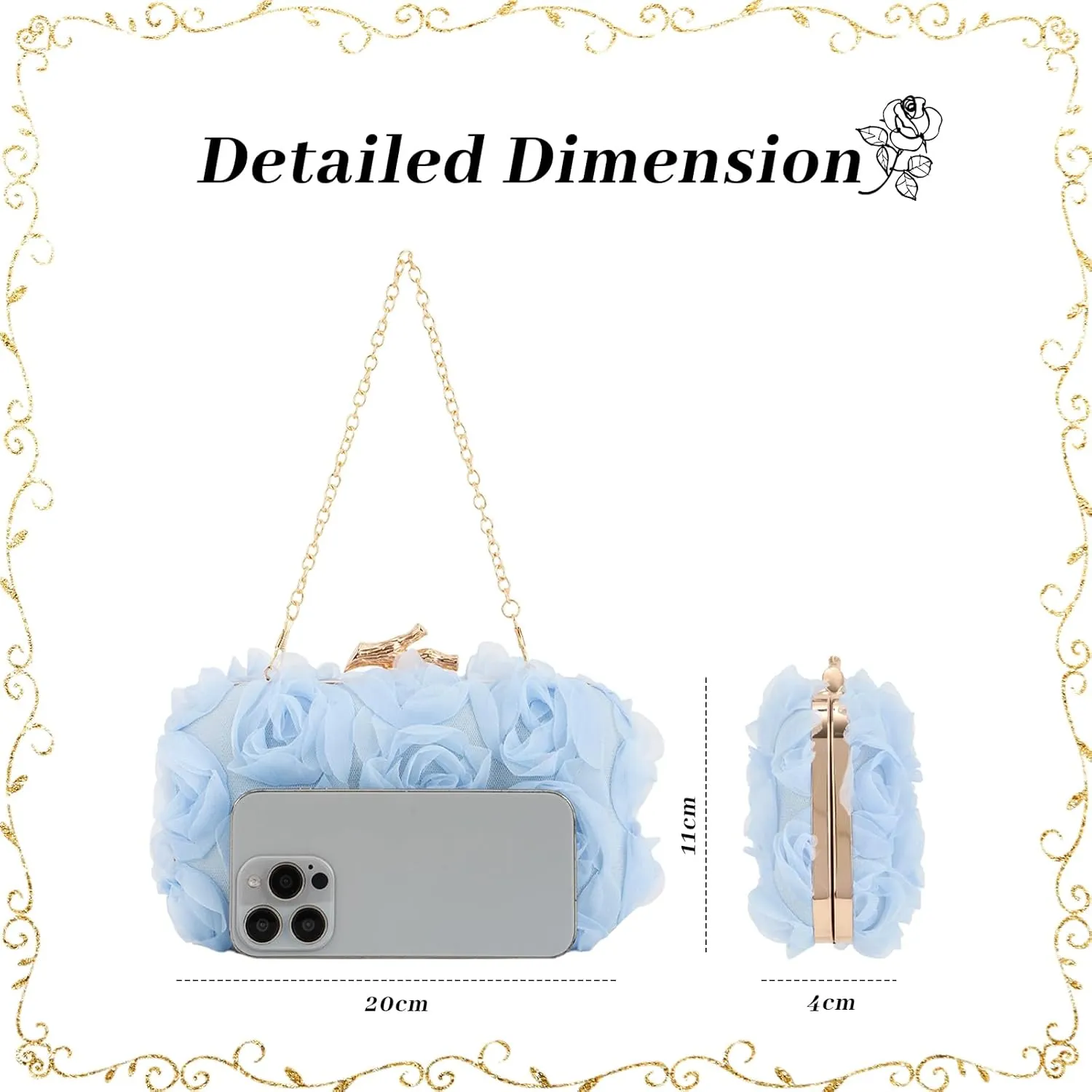 Lanpet Women Clutches Purse Lace Formal Flower Evening Handbag Chain Strap Shoulder Bag