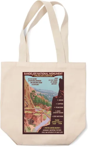 Lantern Press Bandelier National Monument, New Mexico, Day Scene (100% Cotton Canvas Reusable Tote Bag)