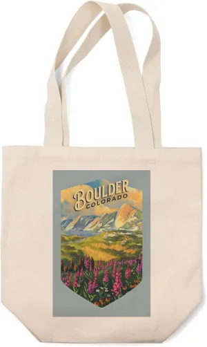 Lantern Press Boulder, Colorado, Flatirons, Oil Painting, (100% Cotton Canvas Reusable Tote Bag)