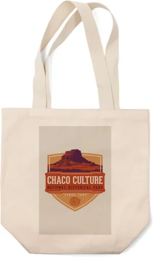 Lantern Press Chaco Culture National Historical Park, New Mexico, Since 1907, Shield, (100% Cotton Canvas Reusable Tote Bag)