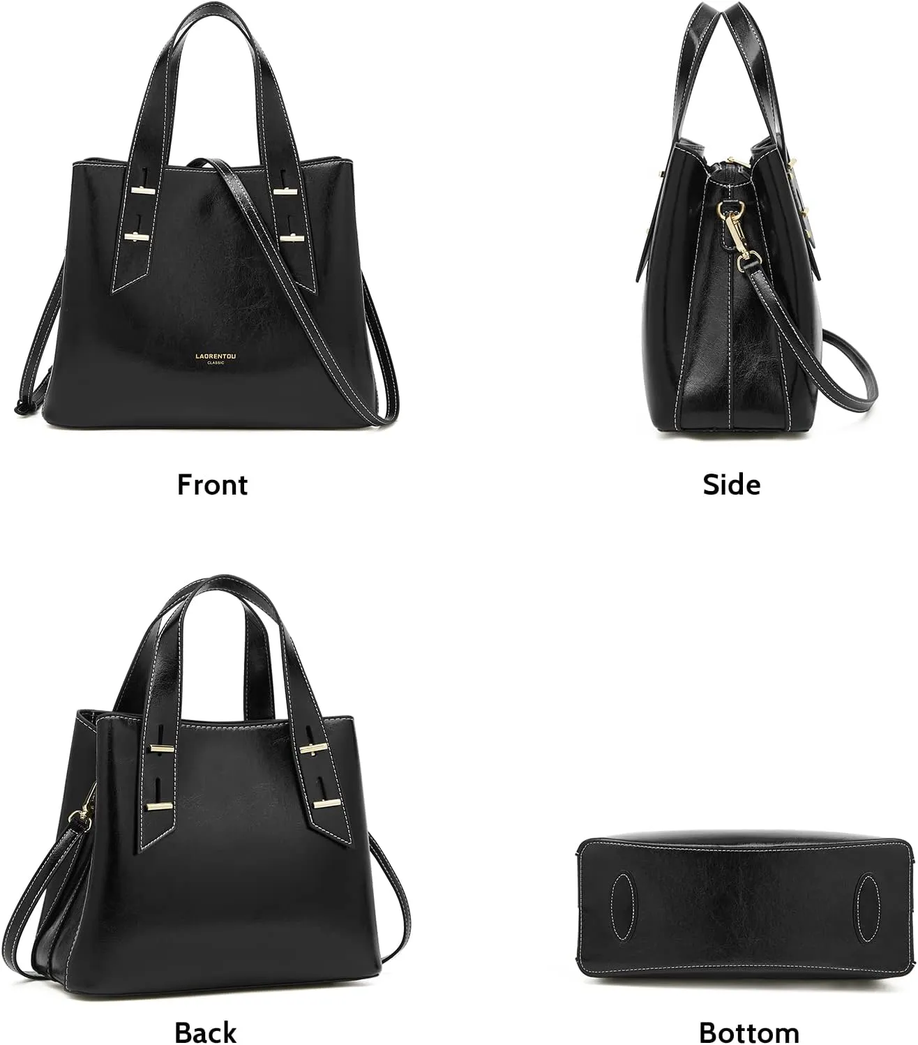 LAORENTOU Women Crossbody Handbags Cow Leather Satchel Handbags for Women Top-handle Shoulder Tote Purses