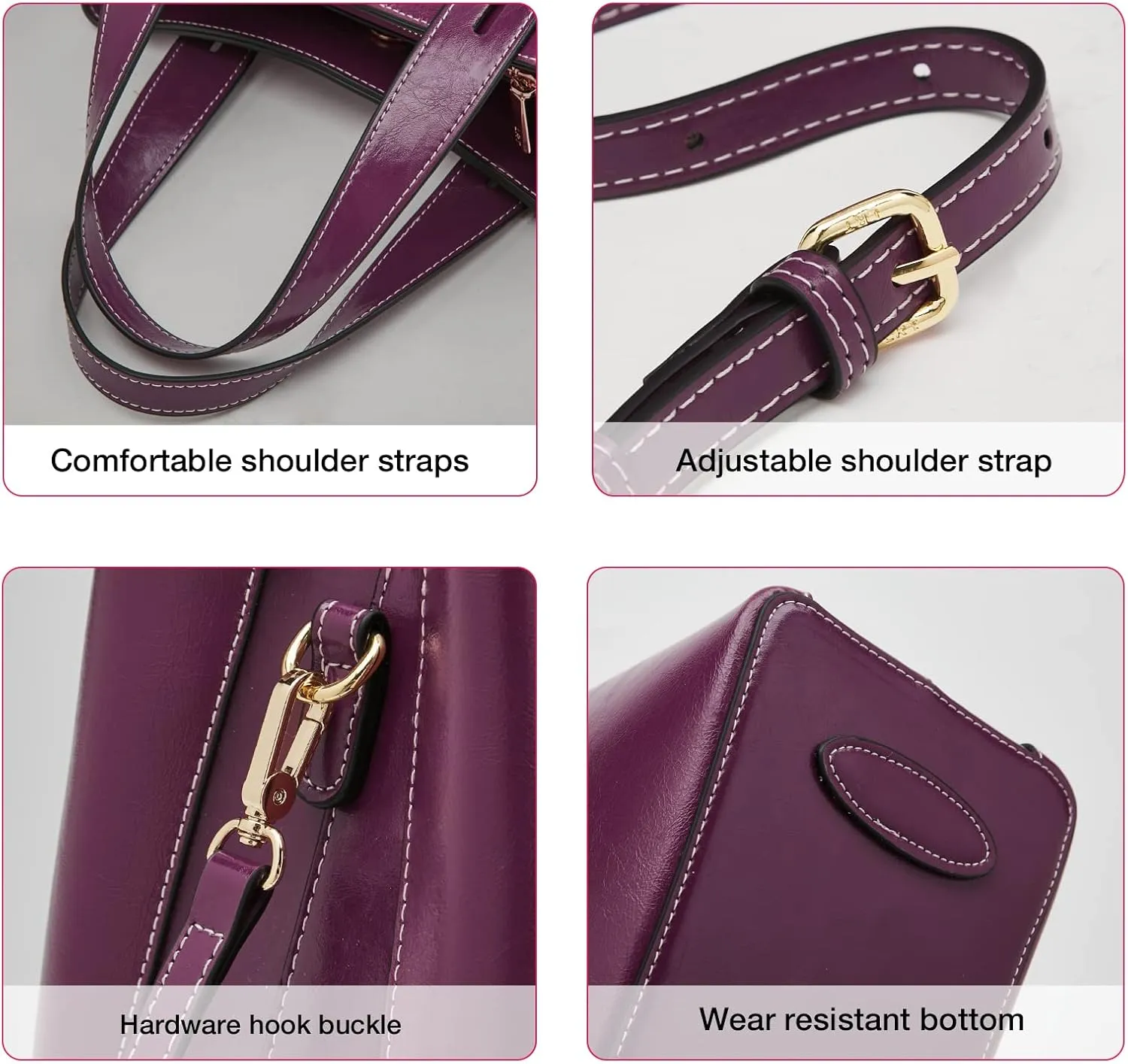 LAORENTOU Women Crossbody Handbags Cow Leather Satchel Handbags for Women Top-handle Shoulder Tote Purses