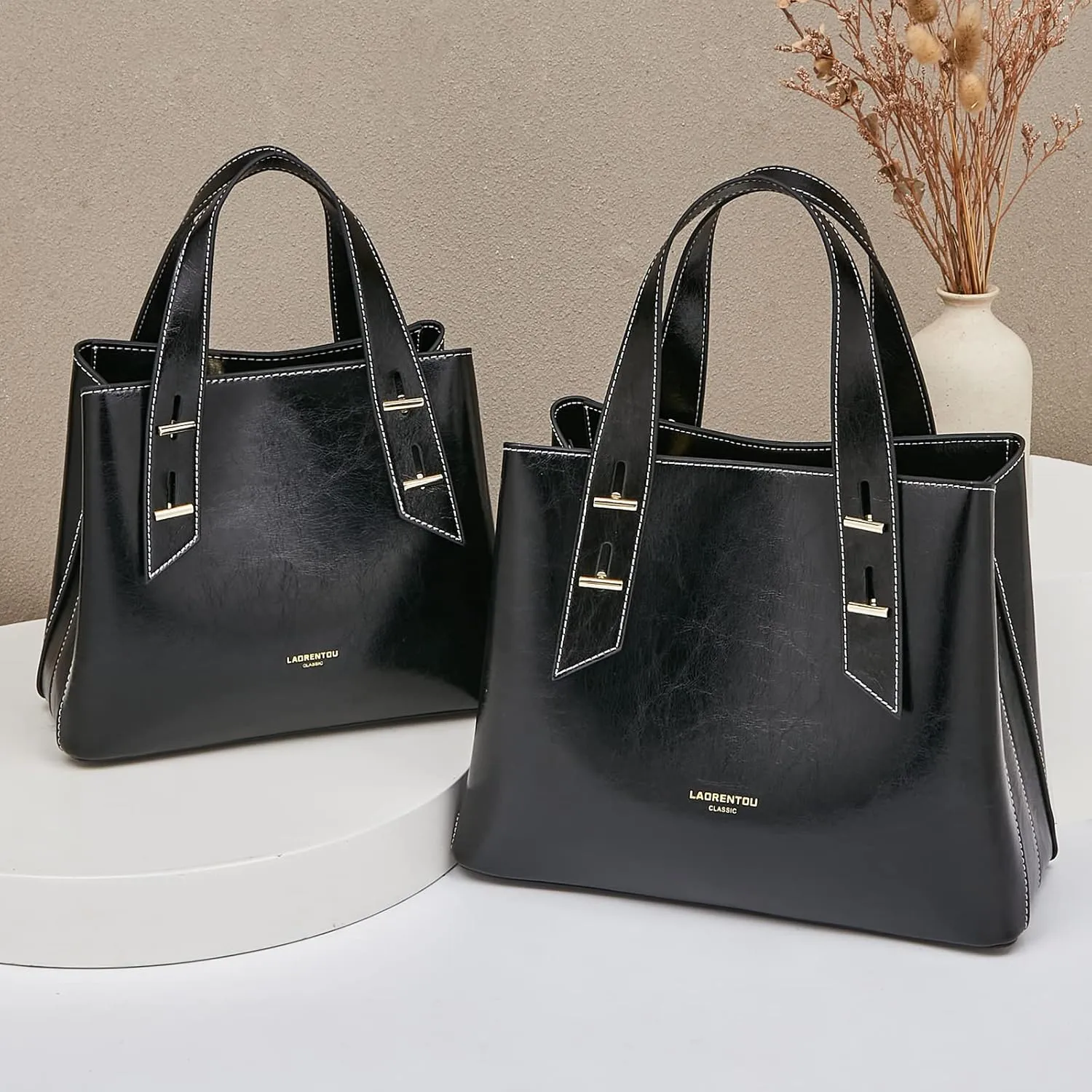 LAORENTOU Women Crossbody Handbags Cow Leather Satchel Handbags for Women Top-handle Shoulder Tote Purses