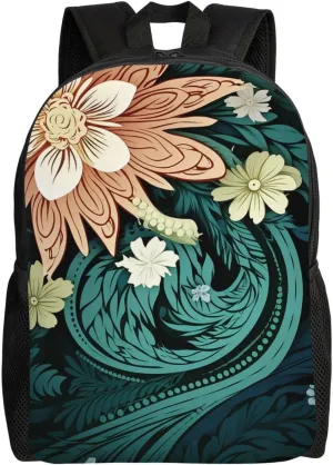 Laptop Backpack for Men Women Laptop Bag Intricate Floral Pattern Large Computer Backpack Carry on Bag Travel Bag