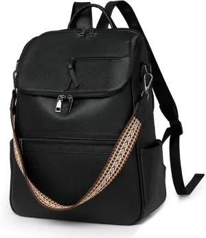 Laptop Backpack for Women Designer Ladies Retro Computer Backpacks Convertible Travel Shoulder Bag with Laptop Compartment Black