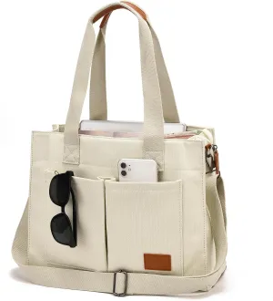 Laptop Tote Bag for Women - 15.6” Laptop Compartment & Pockets, Stands Upright, Convertible Handbag/Shoulder/Crossbody Bag