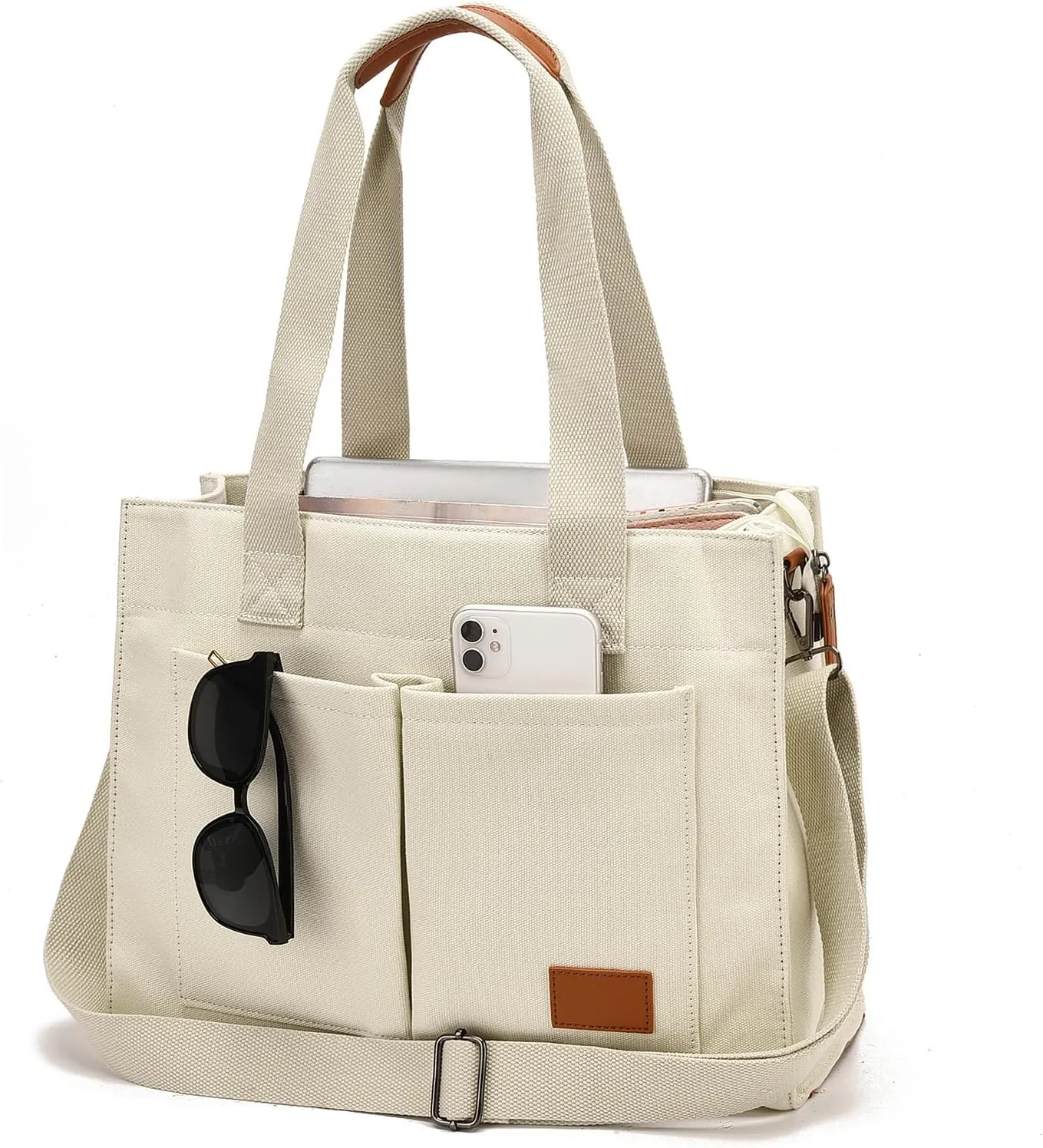Laptop Tote Bag for Women - 15.6” Laptop Compartment & Pockets, Stands Upright, Convertible Handbag/Shoulder/Crossbody Bag