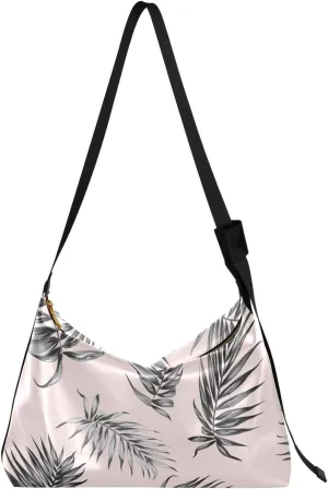Large Crossbody Bag Jungle Rainforest Palm Tree Leaves PU Leather Shoulder Bag for Women Girls