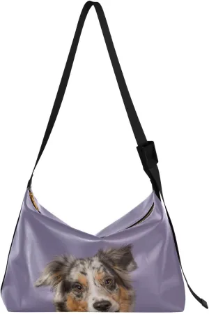 Large Crossbody Bag Pretty Australian Shepherd Dog PU Leather Shoulder Bag for Women Girls