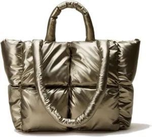 Large Puffer Tote Bag, Trendy Quilted Cotton Padded Handbags for women, Soft Shoulder Bag Nylon Down Pillow Shopper Bag