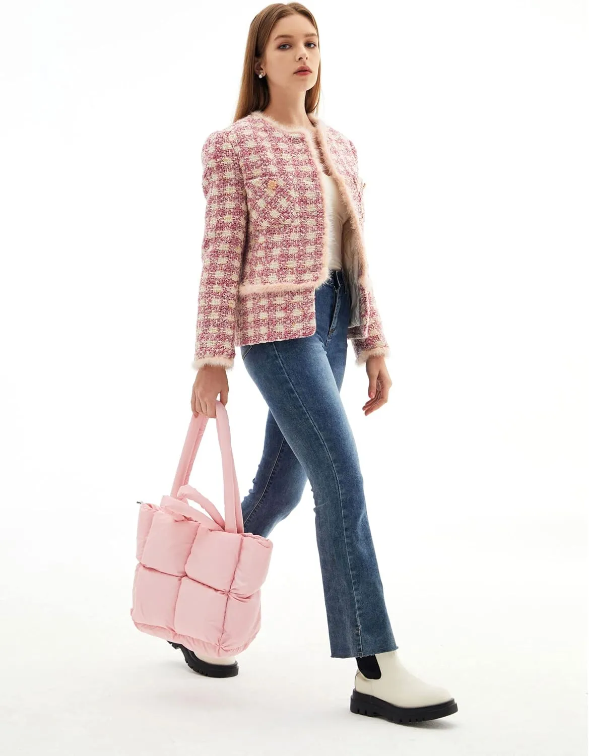 Large Puffer Tote Bag, Trendy Quilted Cotton Padded Handbags for women, Soft Shoulder Bag Nylon Down Pillow Shopper Bag
