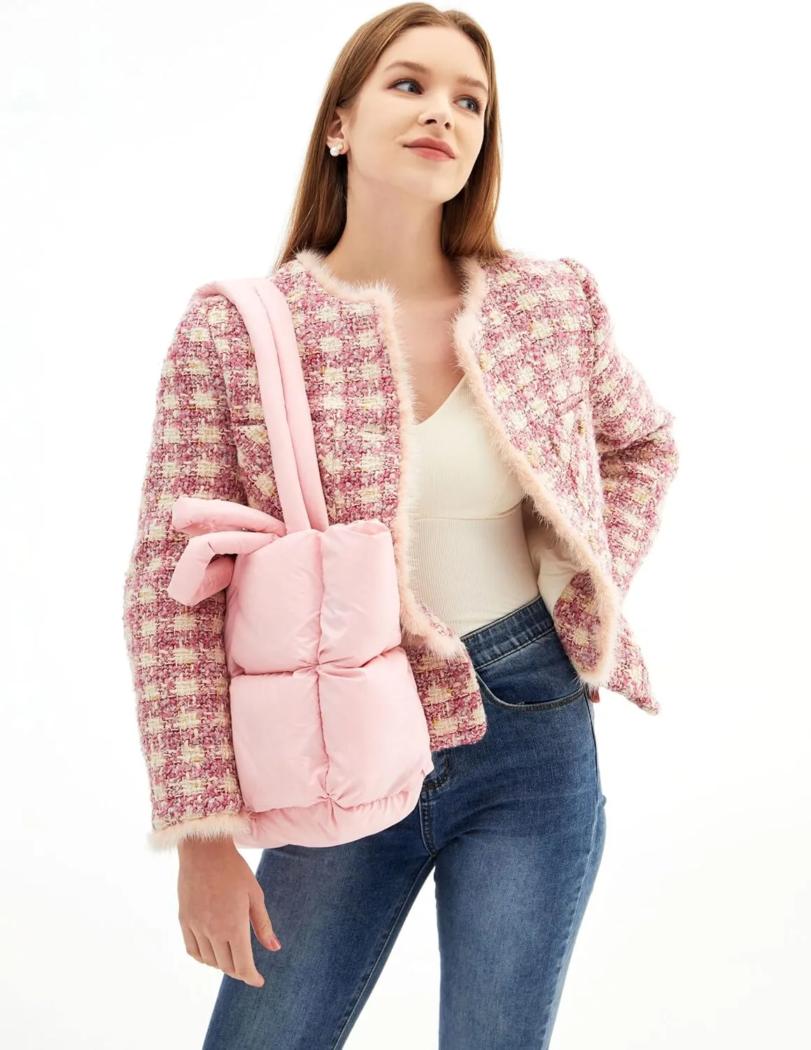 Large Puffer Tote Bag, Trendy Quilted Cotton Padded Handbags for women, Soft Shoulder Bag Nylon Down Pillow Shopper Bag